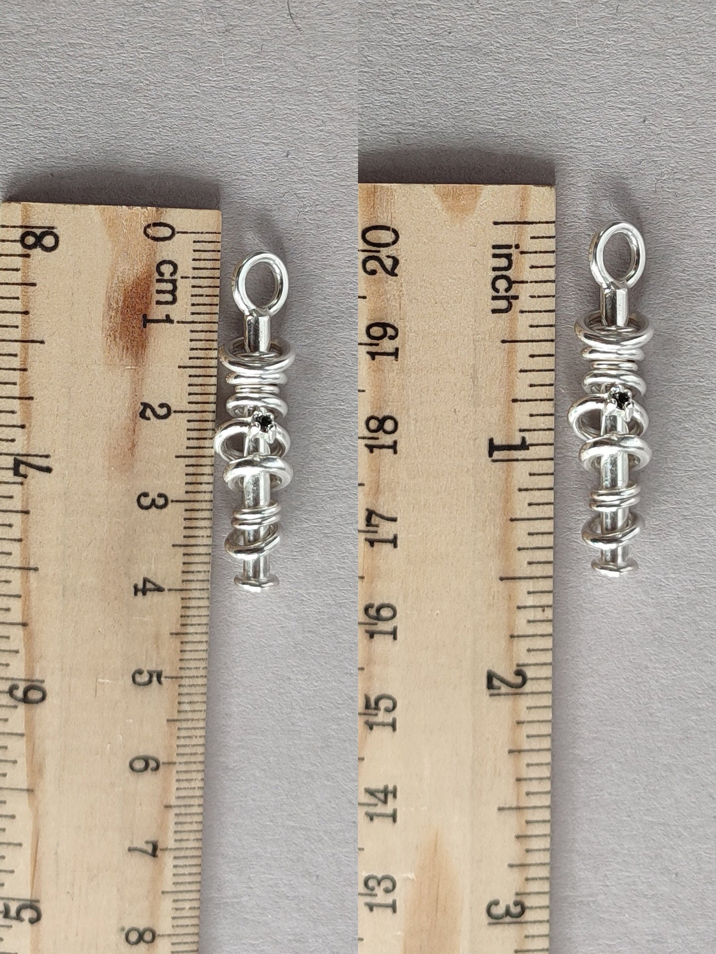 Tower of Hanoi - Black diamond and Sterling Silver Pendant