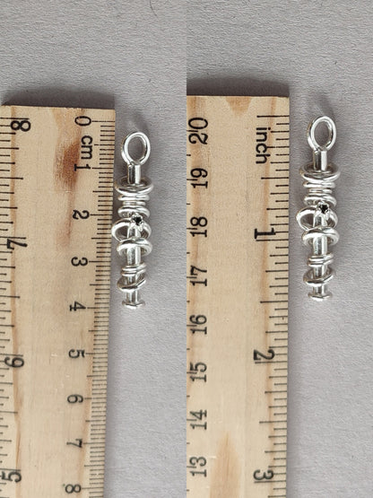 Tower of Hanoi - Black diamond and Sterling Silver Pendant