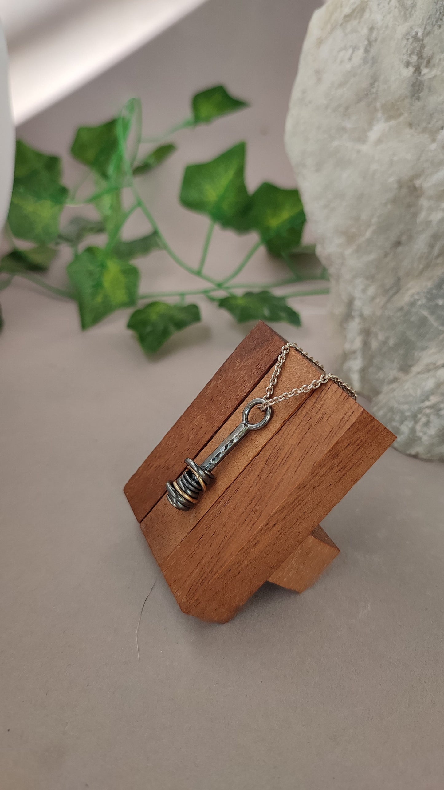 Tower of Hanoi - 14ct Gold and Sterling Silver fidget Pendant