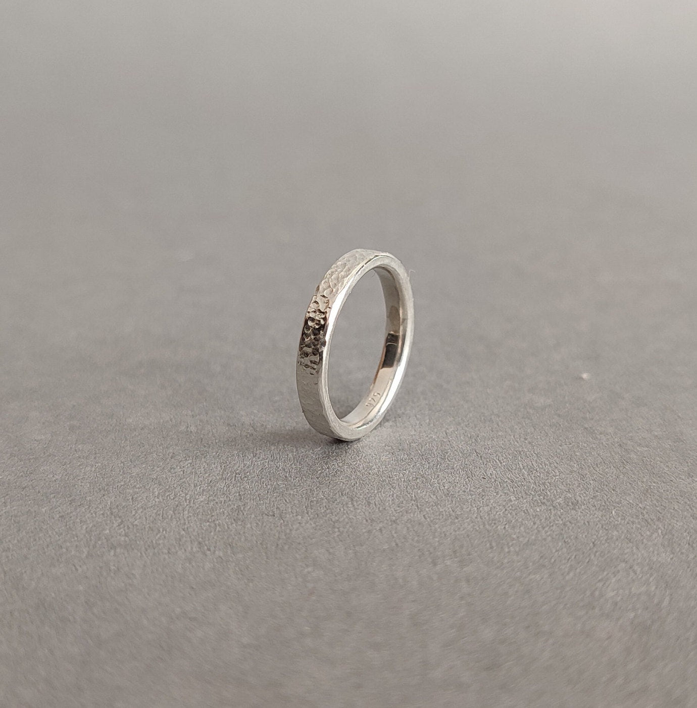 Handforged from scratch sterling Silver ring // Stacking thin stable Ring // 3mm wide handmade ring // "Everyday!"