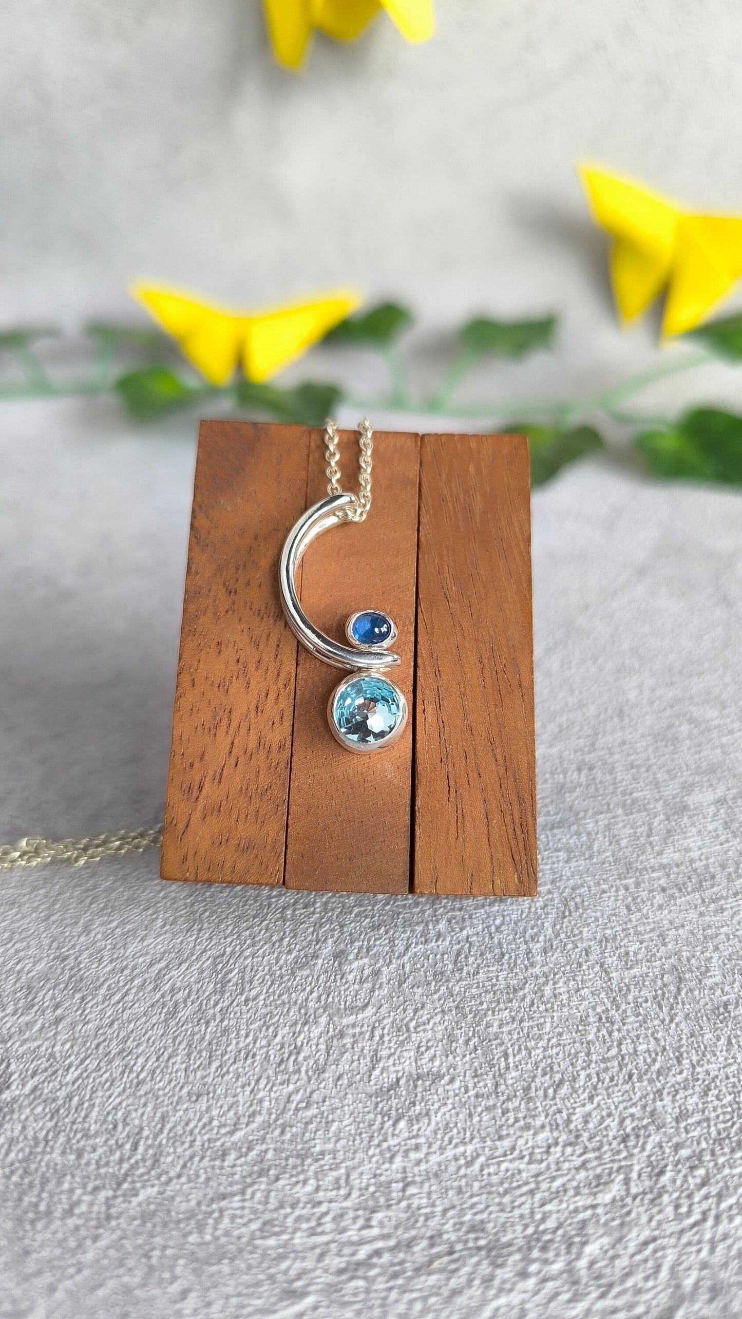 Sapphire and Topas pendant - "Balance"