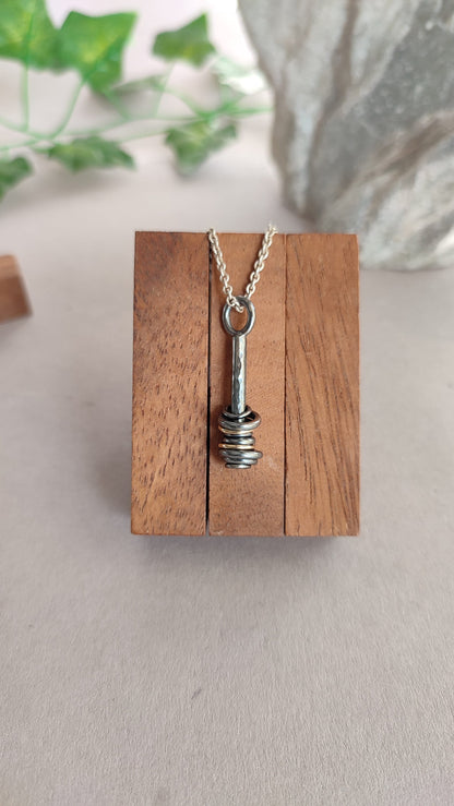 Tower of Hanoi - 14ct Gold and Sterling Silver fidget Pendant