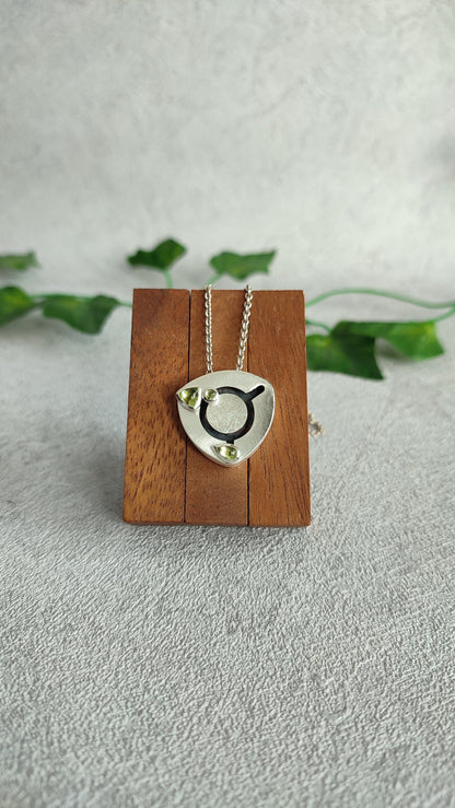 Kinetic Pendant with moving Peridot gemstones - "Sliding Gems"